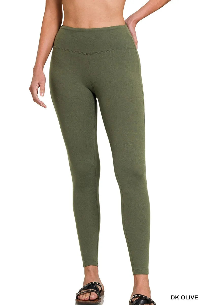Microfiber Waistband Leggings — Dk Olive