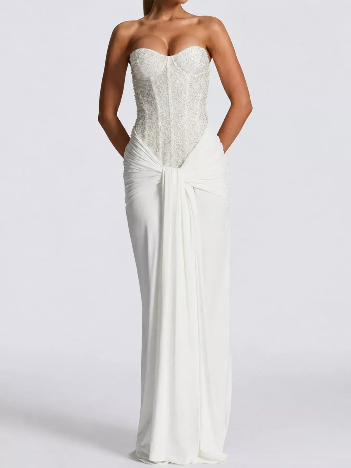 Women's Strapless Sequin Corset Maxi Dress — photo 2