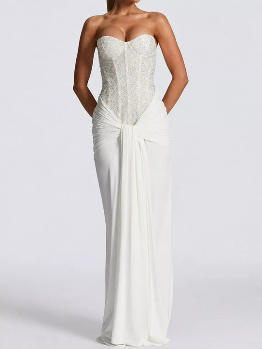 Another view: Women's Strapless Sequin Corset Maxi Dress