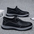 Men's Soft Leather Business Casual Breathable Dress Shoes - British Style Round Toe Slip-On Loafers
