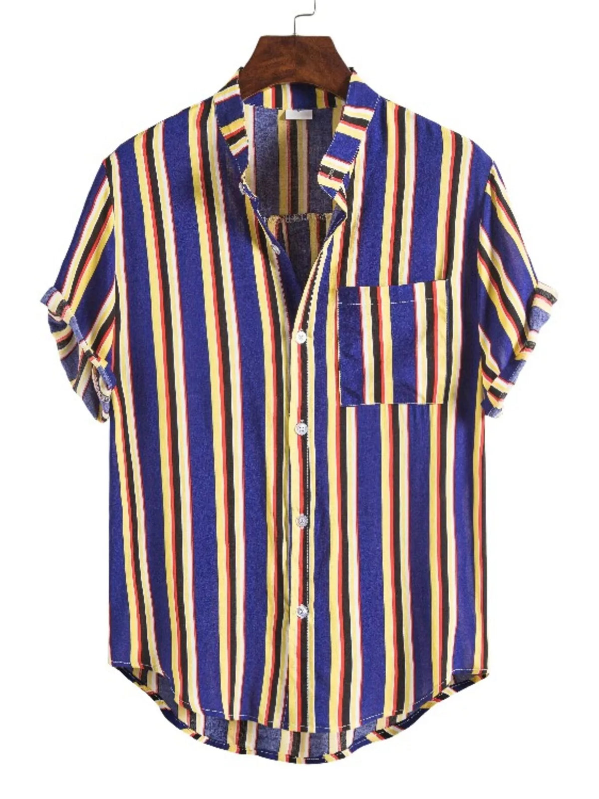Men’s Striped Pocketed Short-Sleeve Shirt