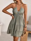 Smocked halter-neck tiered dress — alternate product view 17