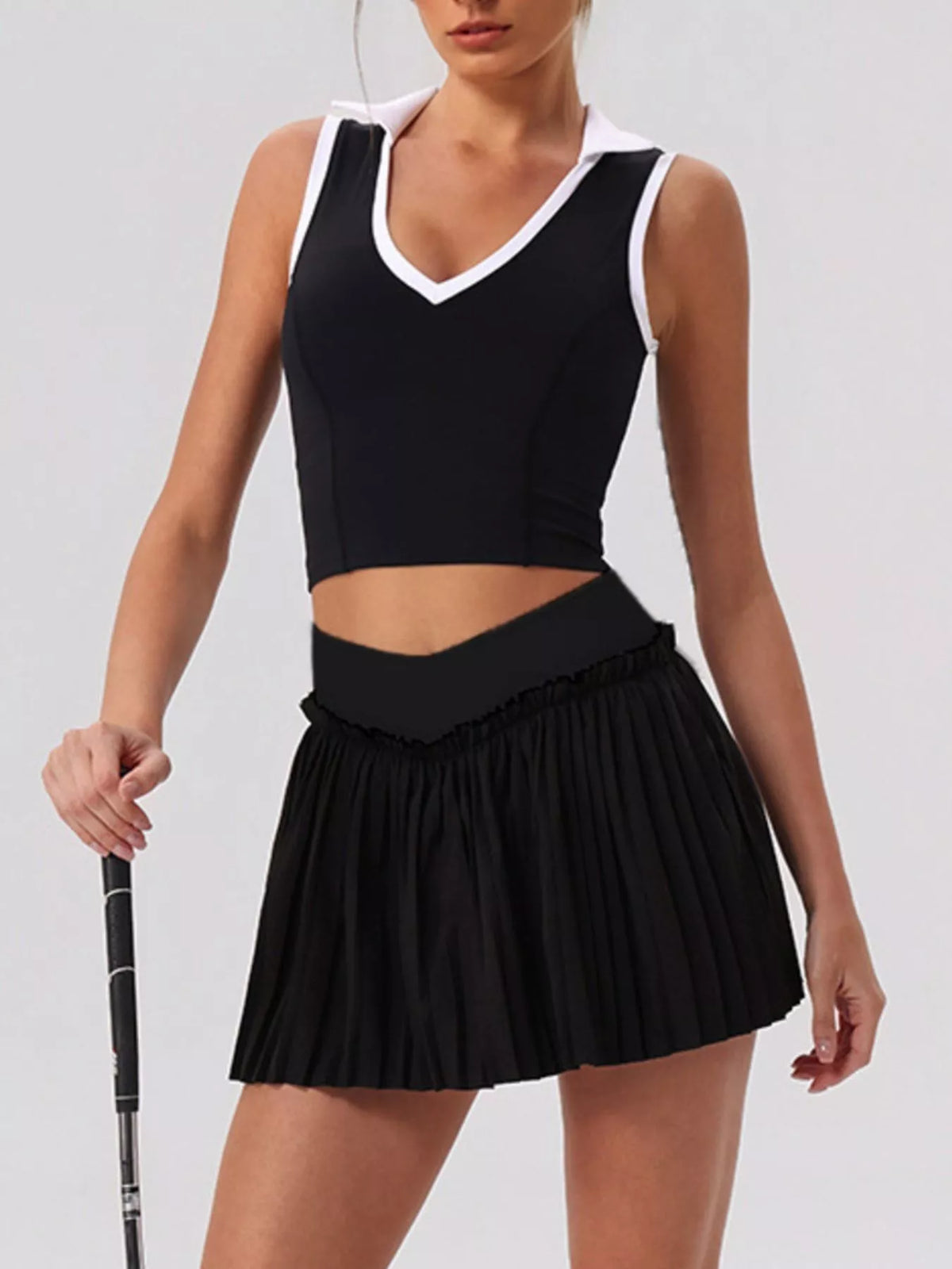 Pleated Skirt & Sleeveless Active Set