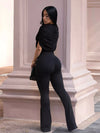 Women's ruched hooded flare-leg jumpsuit