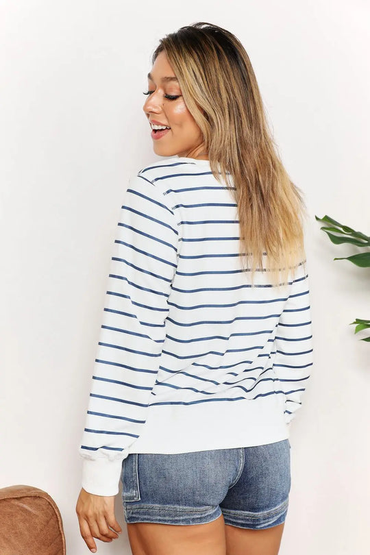Another view: Striped Long-Sleeve Round-Neck Top