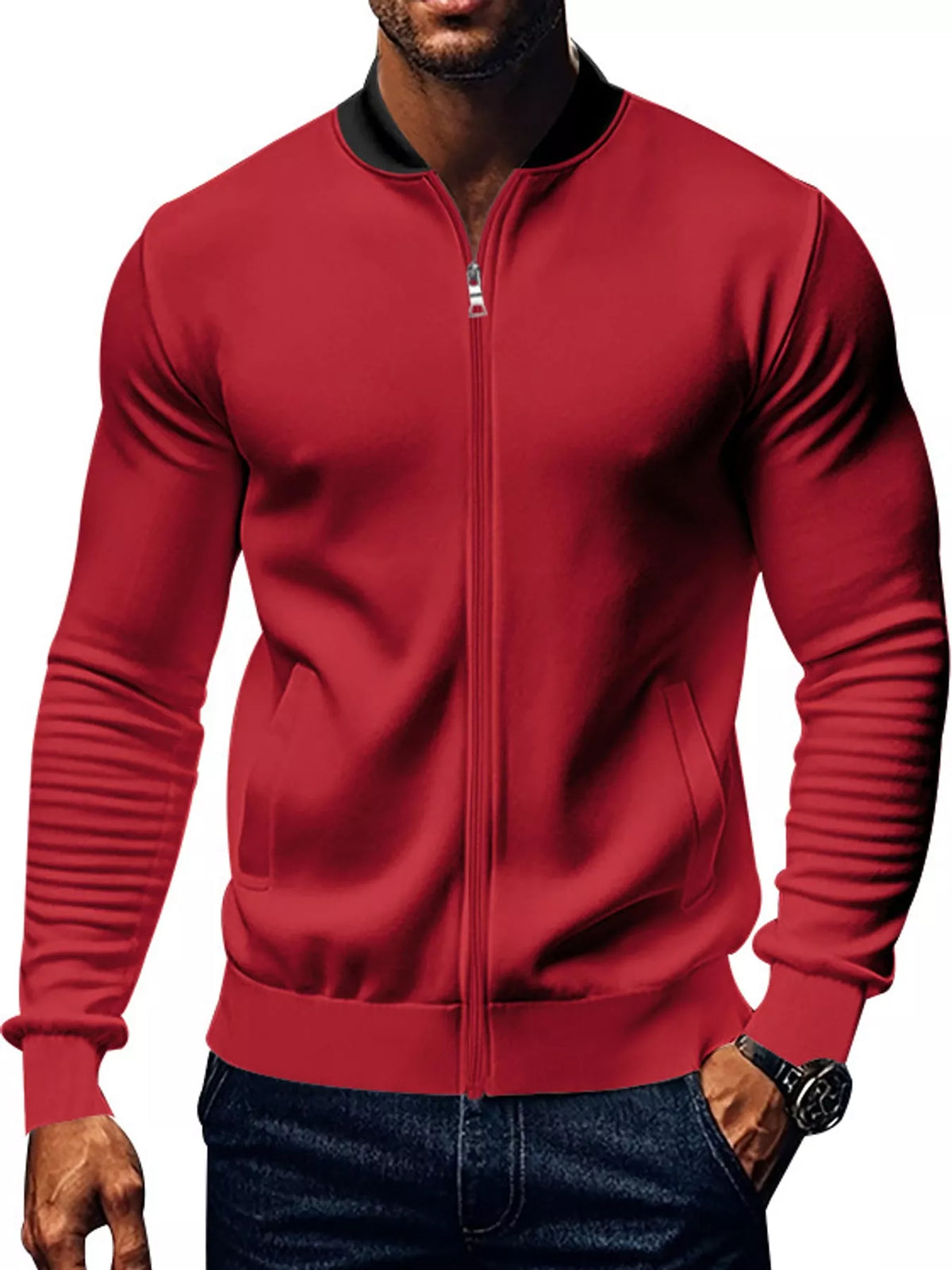 Men's Classic-Fit Zip-Up Bomber Jacket with Pockets — photo 35
