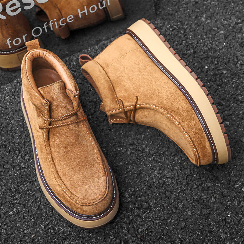 Men's Genuine Leather Suede Dr. Martens Style Boots – Slip-On Mid-Calf Vintage Boots