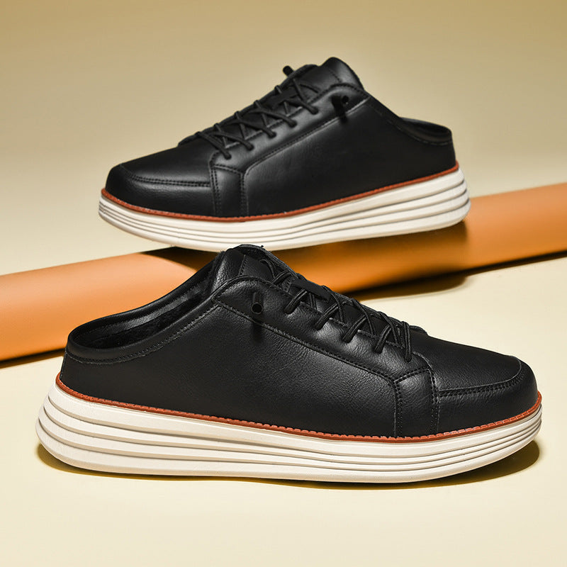 Men's Thermal Fleece-Lined Casual Lace-Up Shoes - Chunky Sole Winter Sneakers