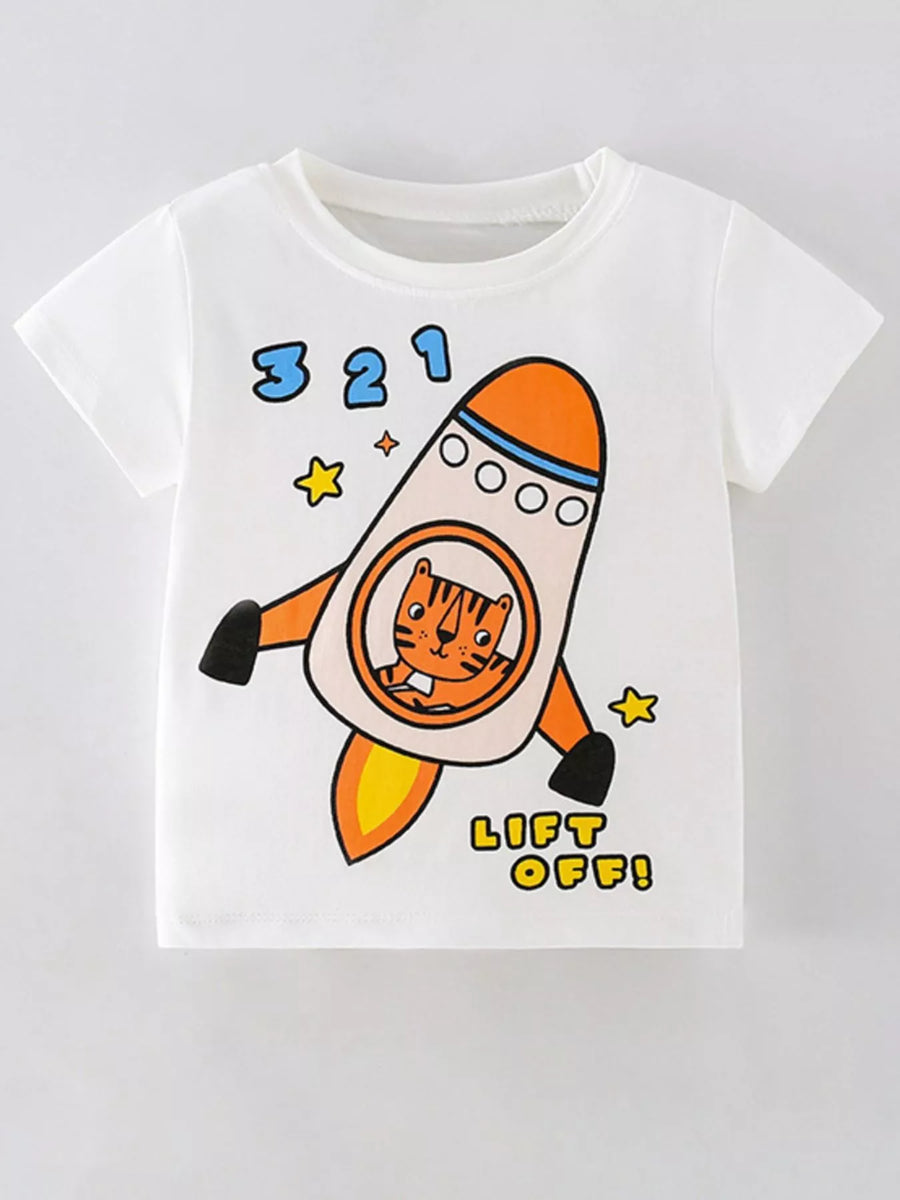 Kids’ Rocket Graphic Cotton T-Shirt — White