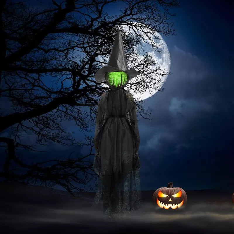 Glowing-Head Halloween Witch Decoration