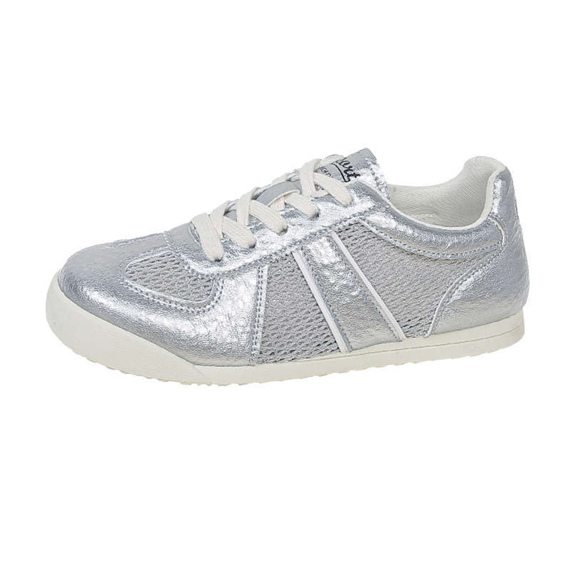 Women's Retro Flat Desert Boots – Casual Microfiber Low-Top Sneakers | Silver & White