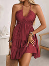 Smocked halter-neck tiered dress — alternate product view 11