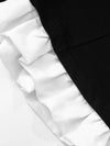 Black contrast-ruffle halter romper