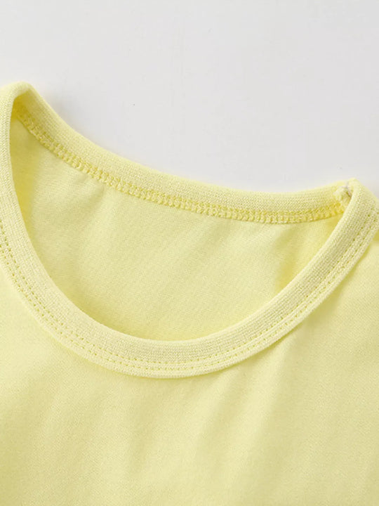 Another view: Kids’ Dinosaur Appliqué Cotton T-Shirt — Light Yellow