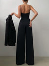 Full-size sweetheart-neck spaghetti-strap wide-leg jumpsuit