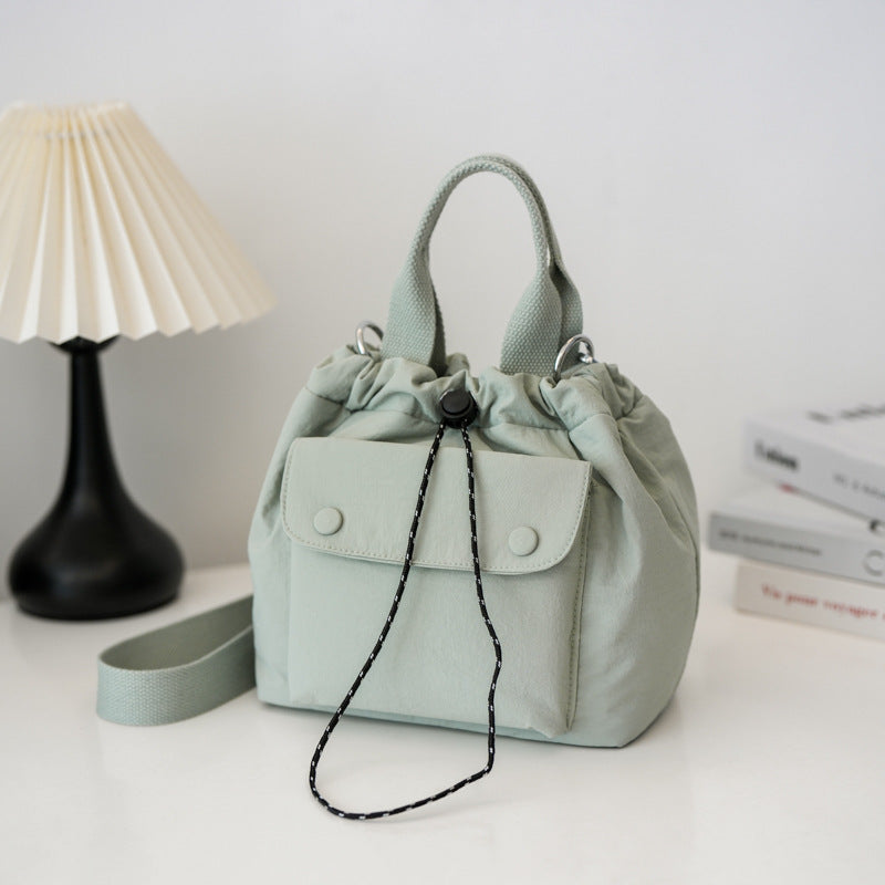 Women's Lightweight Oxford Cloth Shoulder Bag - Versatile Everyday Bucket Bag