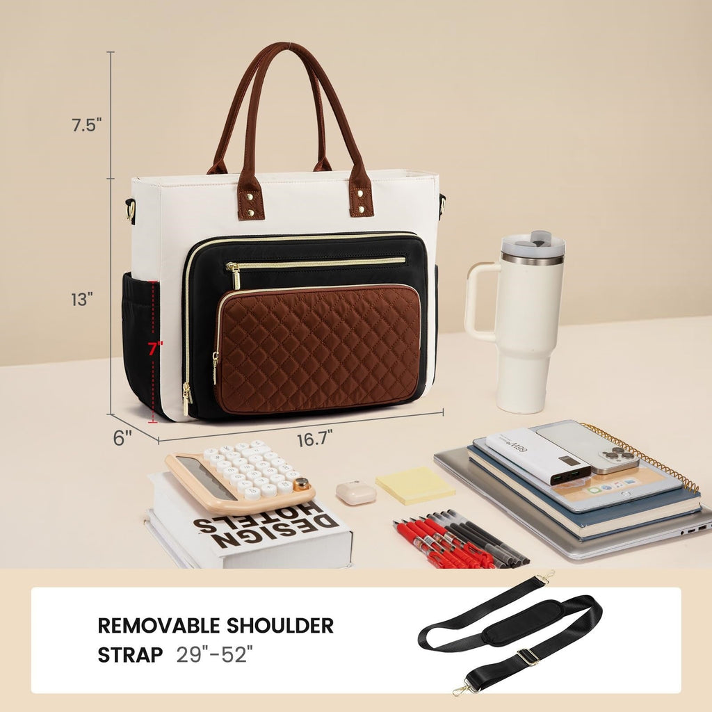Women's Travel Work Bag with Large Cup Holder - Expandable Lightweight Tote