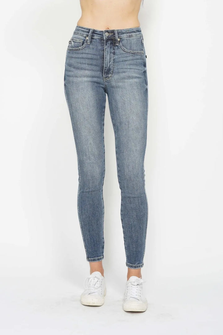 Judy Blue Fallon Tummy-Control Contrast Wash Skinny Jeans — product view 1