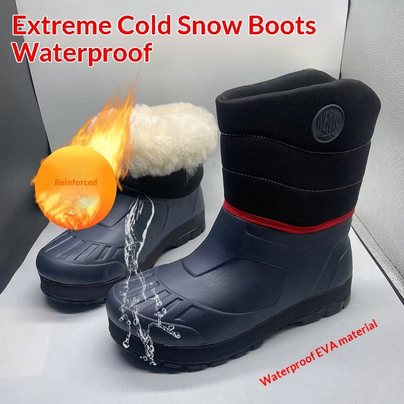 Men's Insulated Wool Snow Boots | Sheepskin Cold Weather Work Boots Mid-Calf