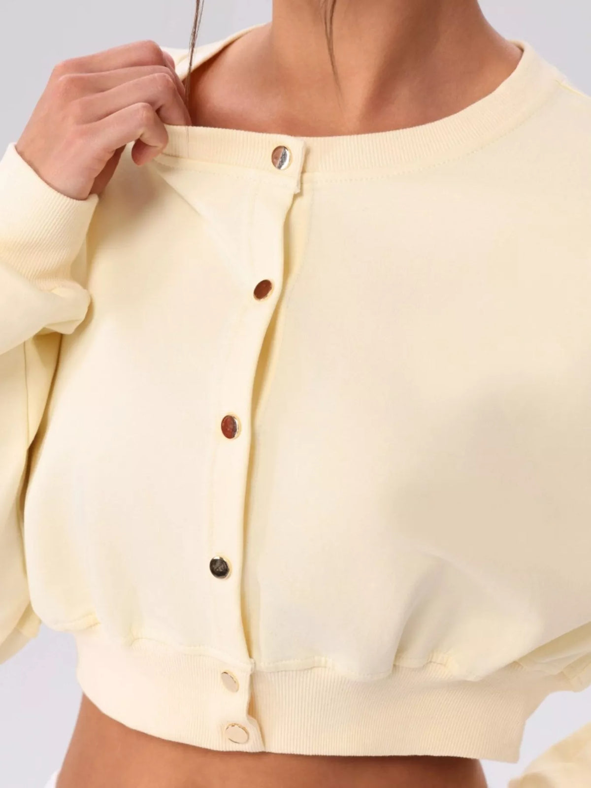 Cropped Button-Down Activewear Cardigan