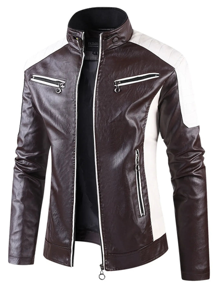 Men's Colorblock Leather-Look Jacket