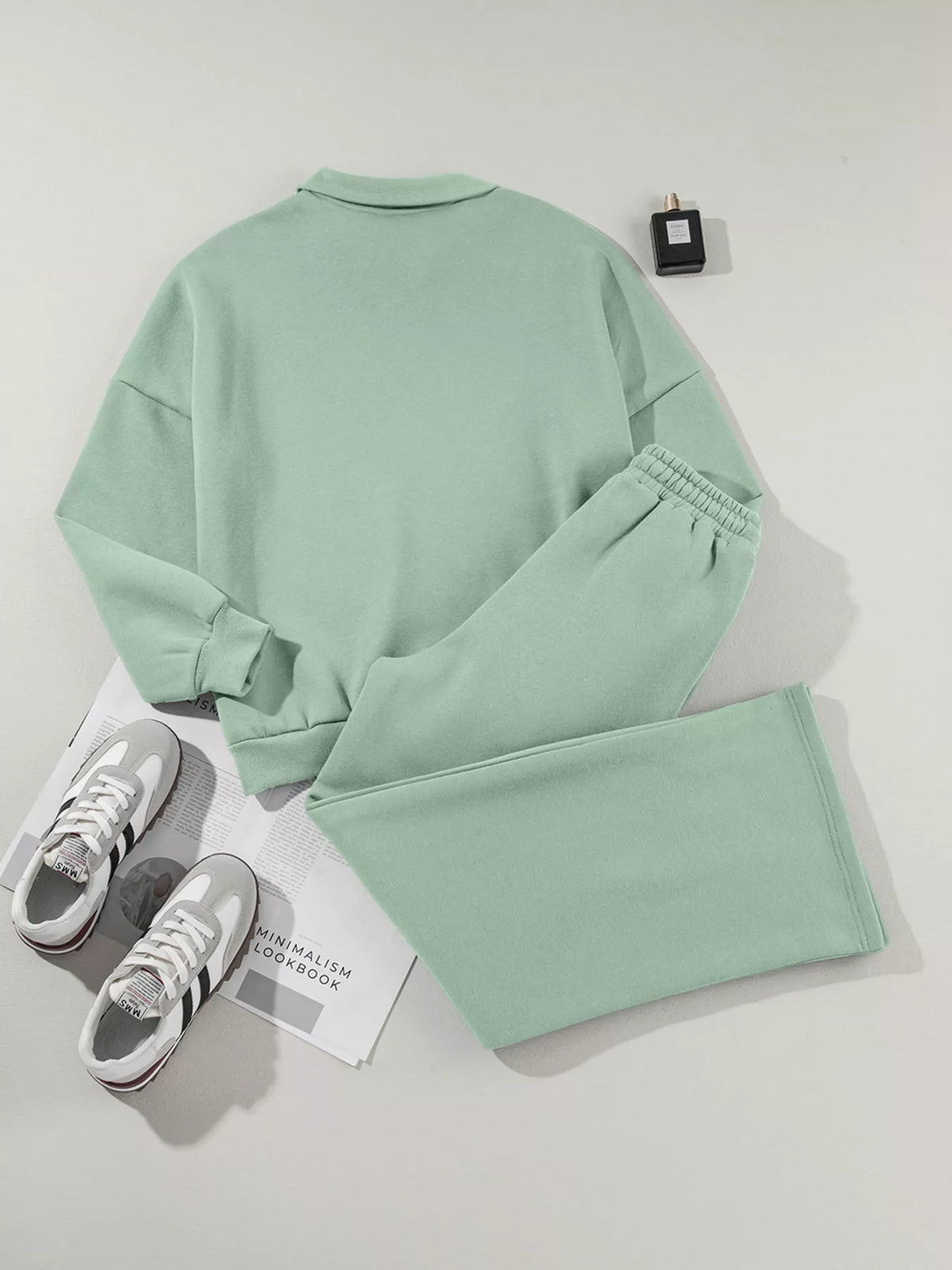 Drop Shoulder Zip-Up Jacket & Drawstring Pants Active Set