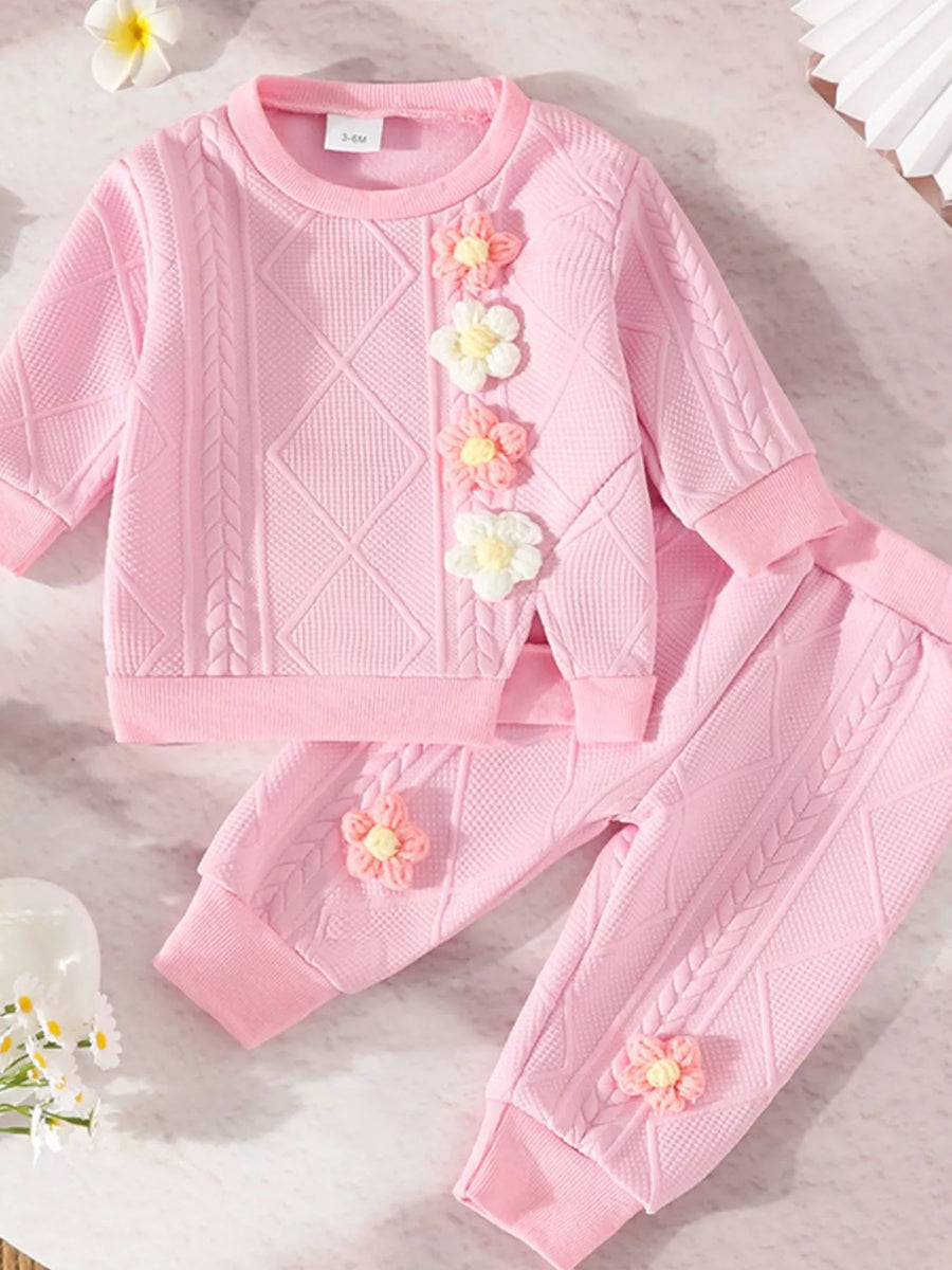 Baby & Toddler Floral Appliqué Top & Pants Set