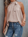 Spotted-print tie-neck halter cami top