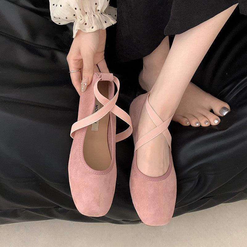 Women's Mary Jane Chunky Heel Flats | Square Toe Buckle Closure PU Leather Shoes