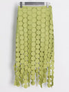 Cascading disc-fringe asymmetrical midi skirt