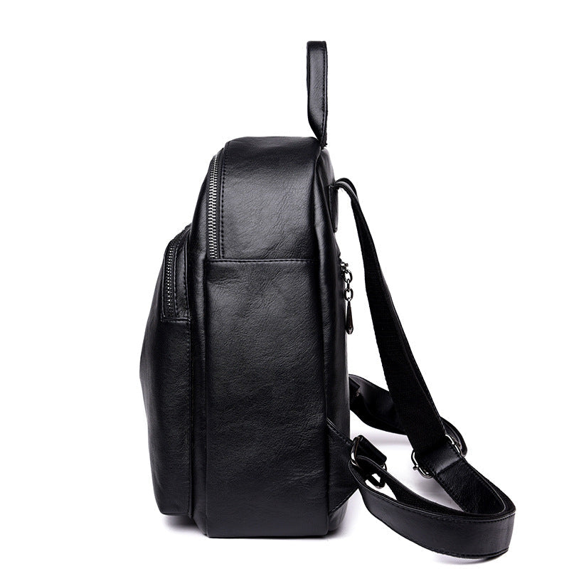 Women's Korean Fashion PU Leather Backpack | Casual Travel Daypack with Multiple Compartments