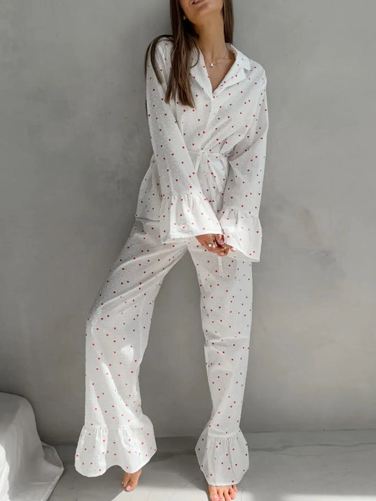 Another view: Heart Print Long-Sleeve and Pants Lounge Set