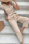 Dahlia Capped Sleeve Belted V-Neck Jumpsuit — product view 4