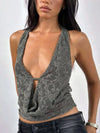 Women's floral lace tie halter cami top