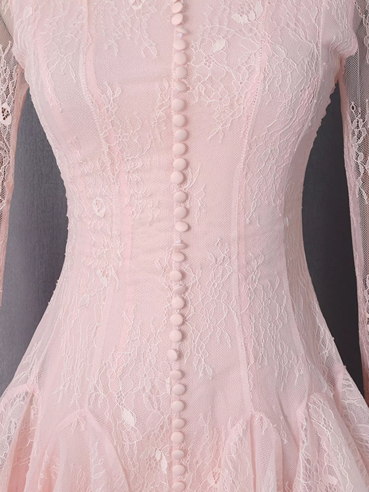 Pink Lace Flare-Sleeve Mini Dress