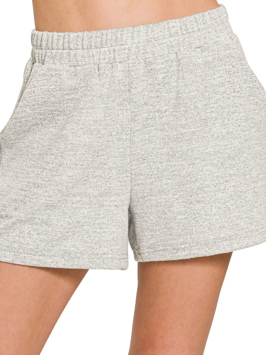Soft Melange Hacci Elastic Waistband Shorts — H Grey