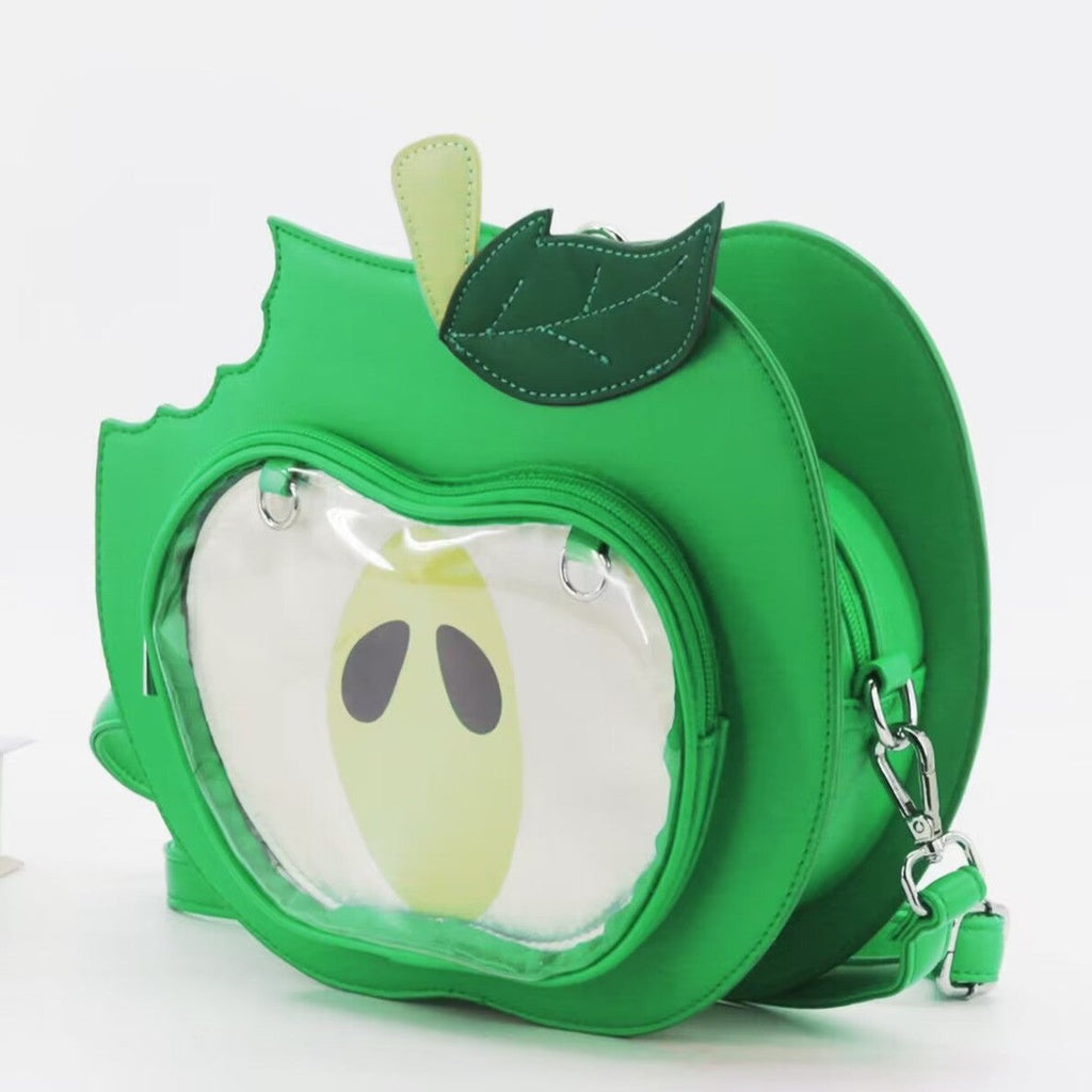 Apple-Themed PU Crossbody Bag for Women – Cute Mini Shoulder Bag for School & Daily Commute | Red & Green