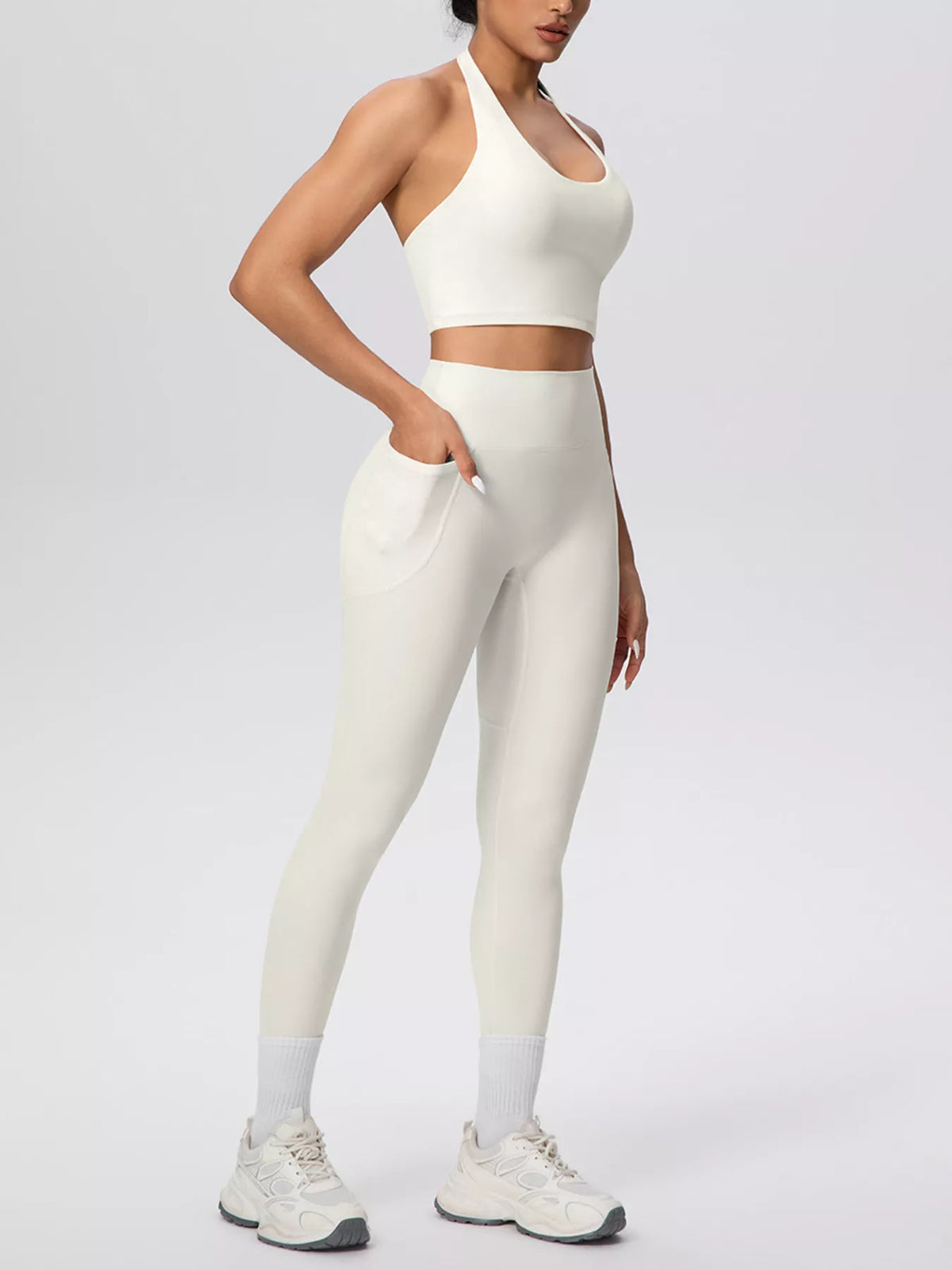 Halter Crop Top & High-Waisted Leggings Set