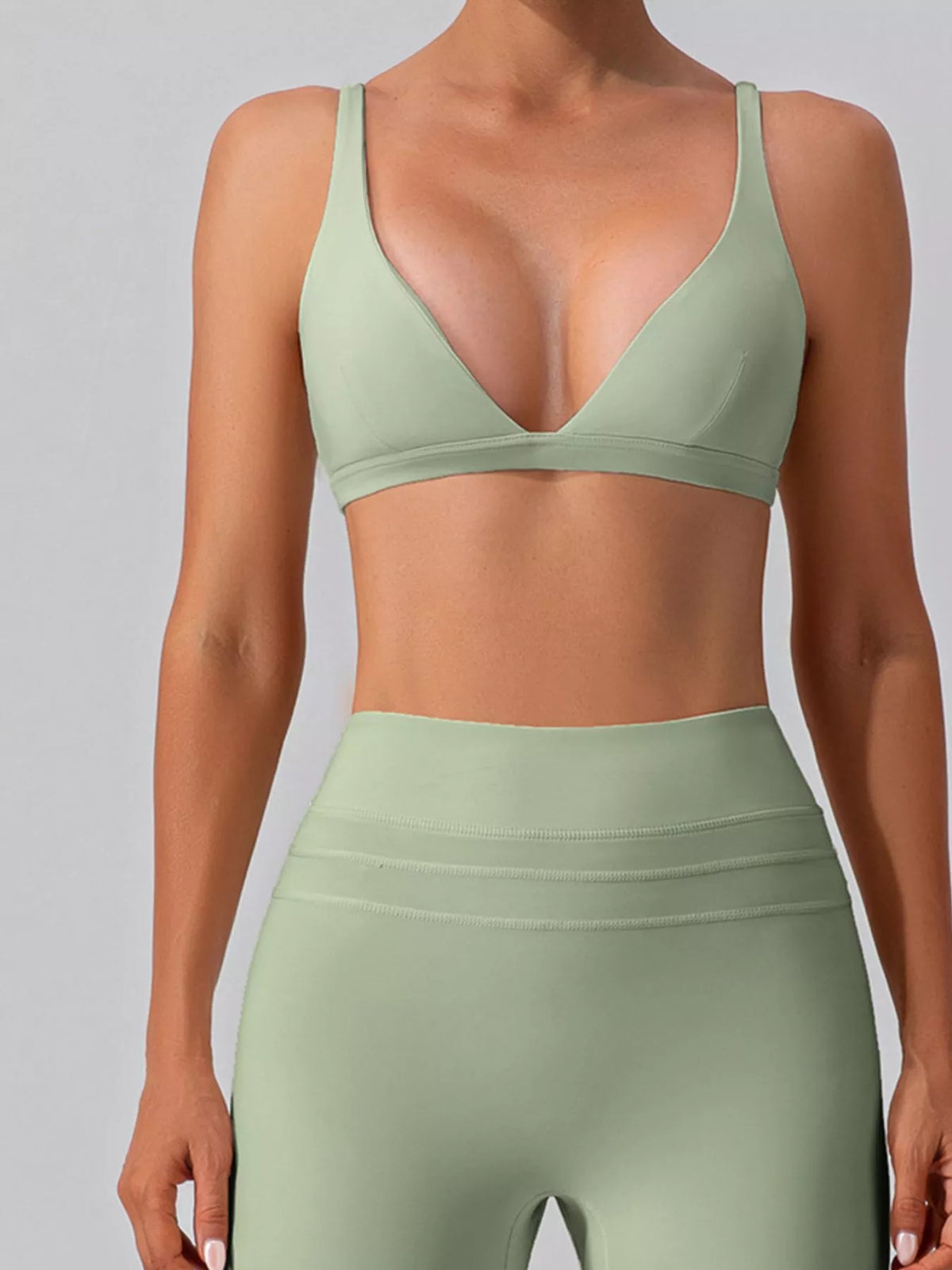 Seamless V-Neck Tank & High-Waisted Pants Set