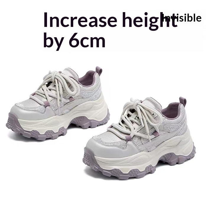 Women's Hidden Wedge Sneakers Square Toe Platform Casual Shoes