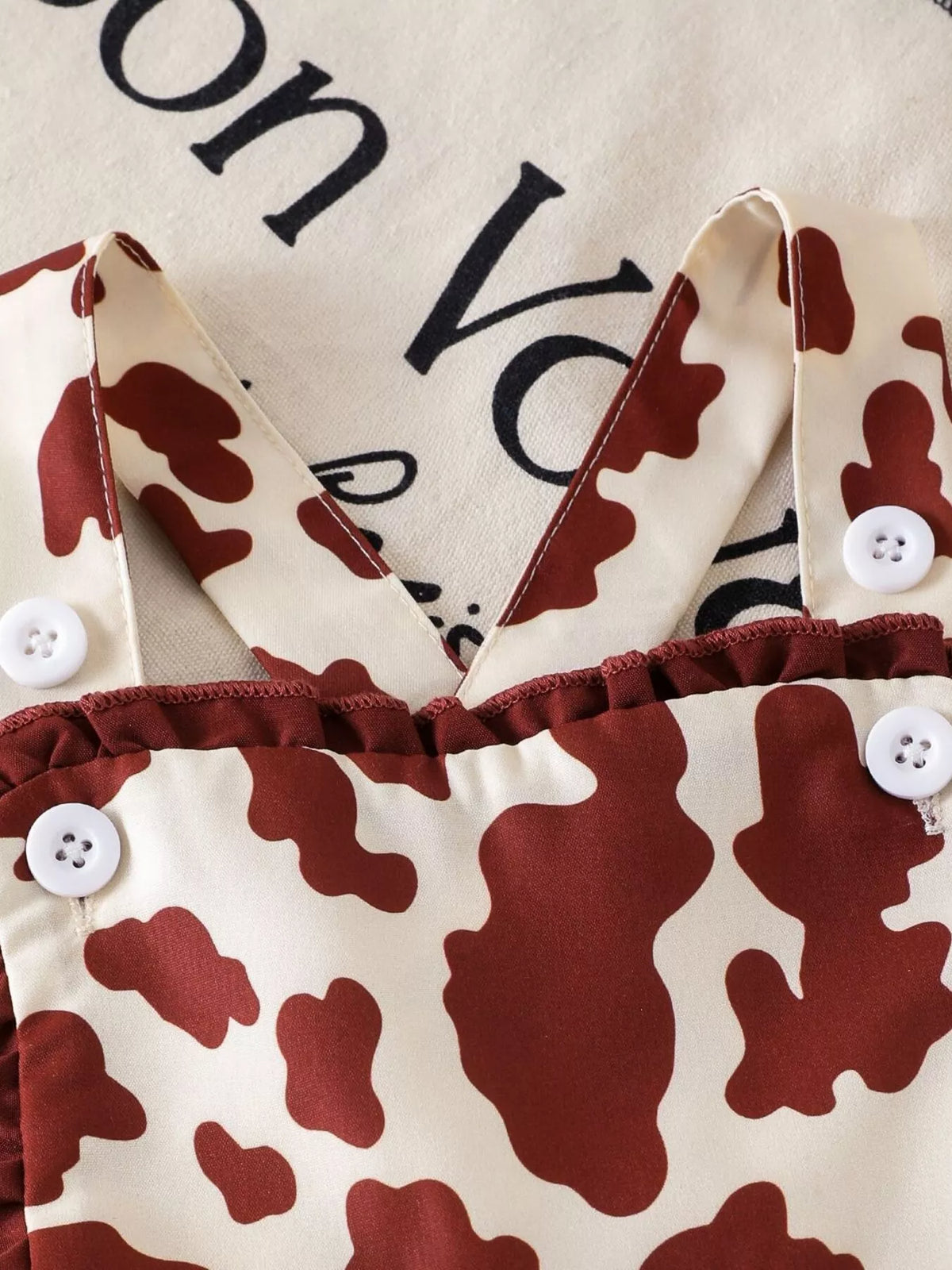 Children's Cow-Print Ruffle Jumpsuit