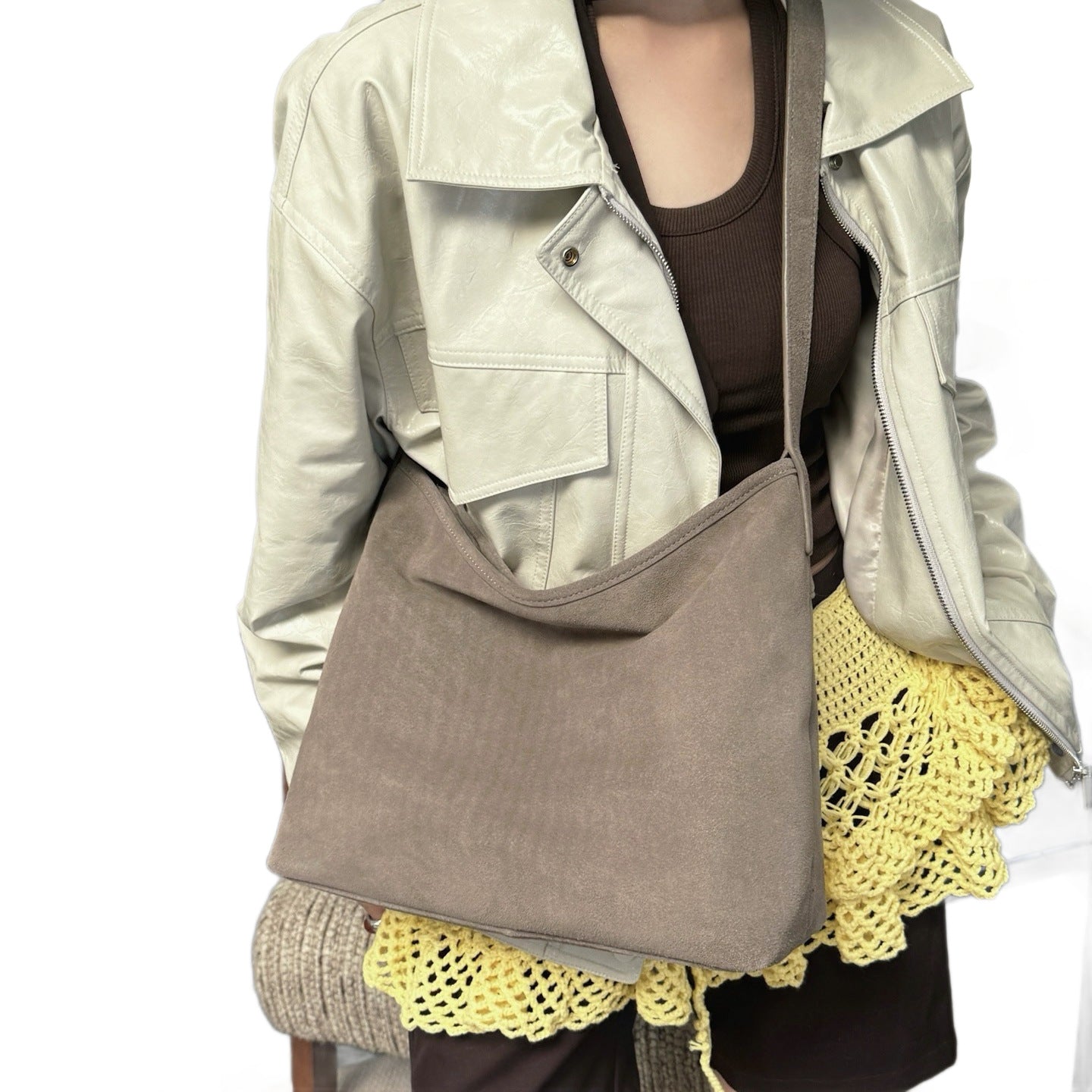 Matte Suede Bucket Bag