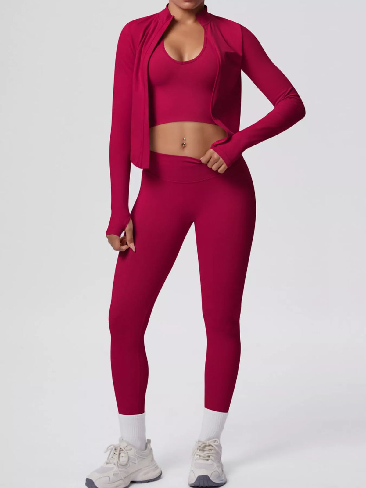 Tank, Zip Jacket & Leggings 3-Piece Active Set
