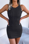 Women's decorative-button cable-knit mini dress