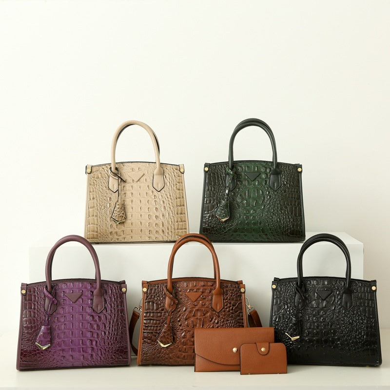 Vintage Crossbody Statement Handbag Set for Women - PU Leather Retro Shoulder Bag