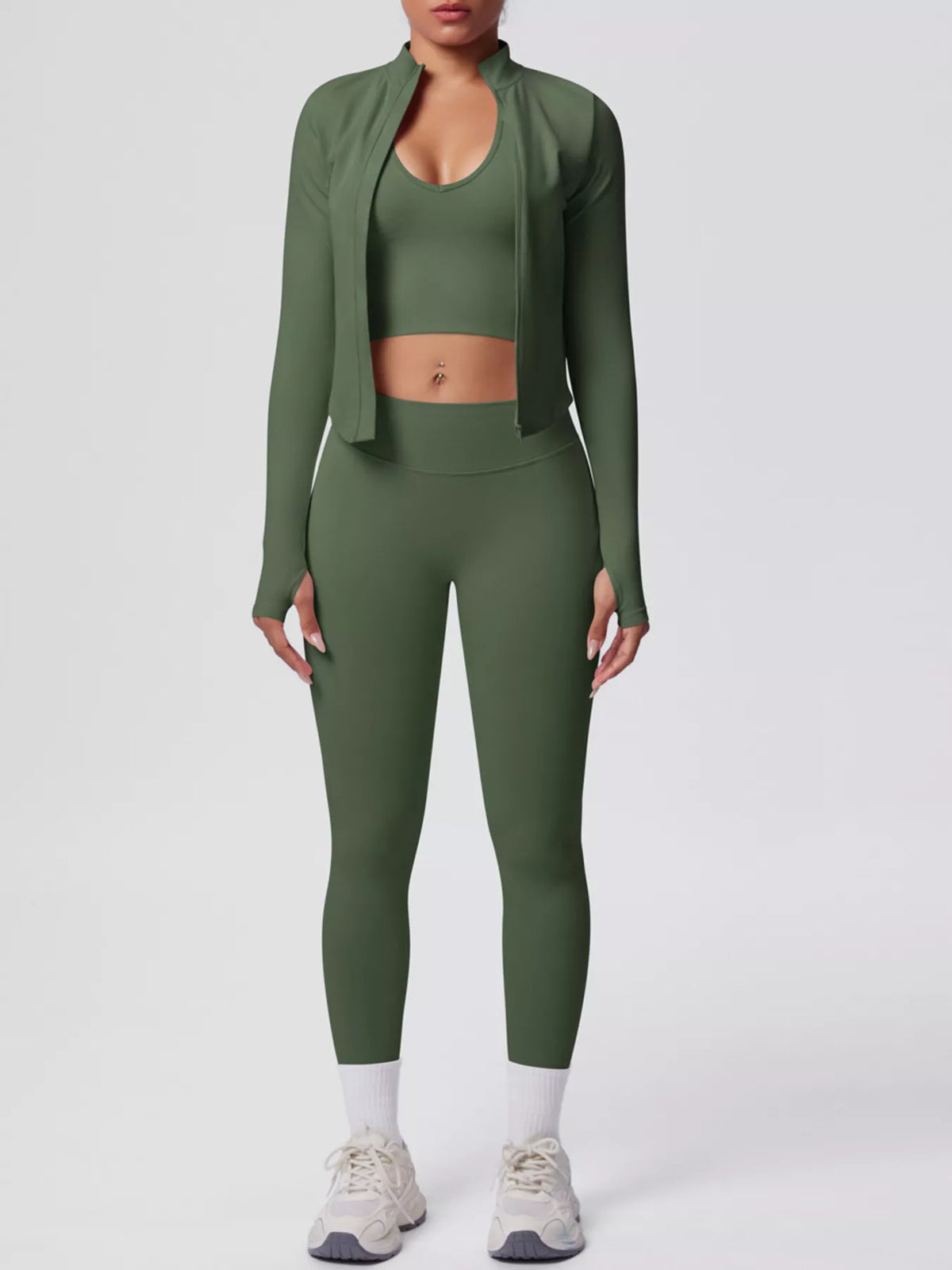 Tank, Zip Jacket & Leggings 3-Piece Active Set