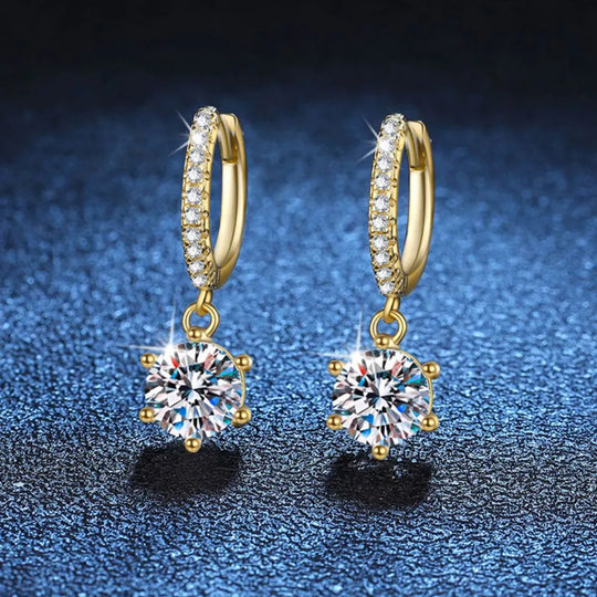 Another view: 1-Carat Moissanite Drop Earrings in 925 Sterling Silver