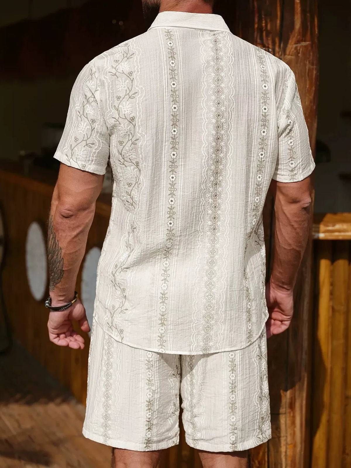 Men's Embroidered Floral Shirt & Shorts Set — photo 3