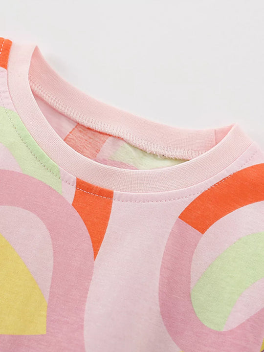 Another view: Girls’ Colorful Wave-Print Tee & Shorts Set — Blush Pink