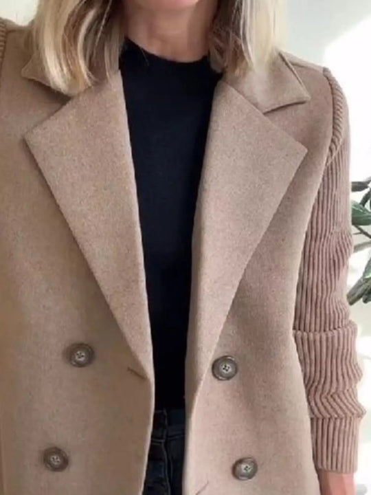 Another view: Knit Sleeve Double-Breasted Outerwear Plus